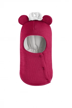 Зимняя шапочка шлем Corona.hm "Мисс Минни" на кнопочках ягодный