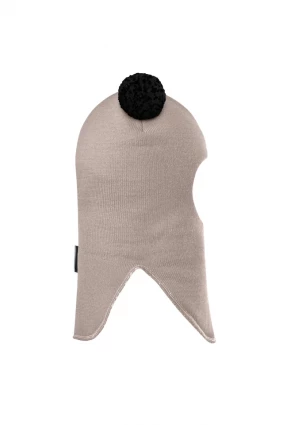 Зимова шапочка-шолом Corona.hm "Пандочка з чорними помпонами" лате