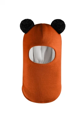 Зимова шапочка-шолом Corona.hm "Пандочка з чорними помпонами" помаранчевий