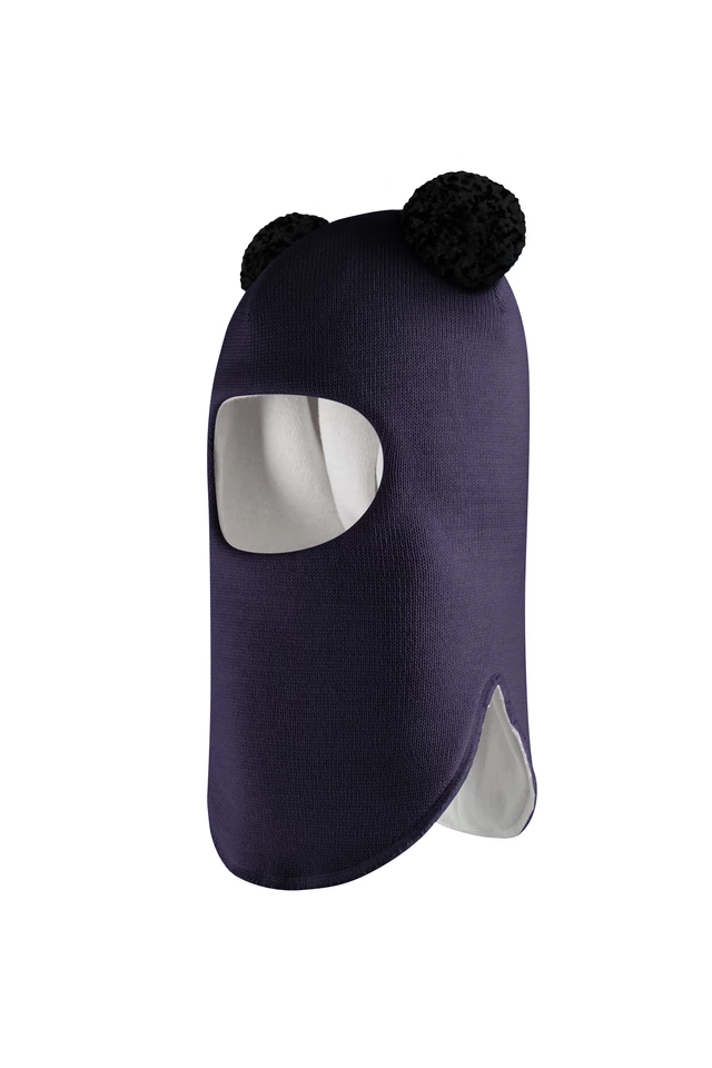 Зимова шапочка-шолом Corona.hm "Пандочка з чорними помпонами" синій