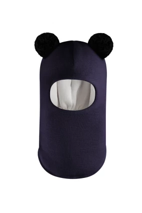 Зимова шапочка-шолом Corona.hm "Пандочка з чорними помпонами" синій