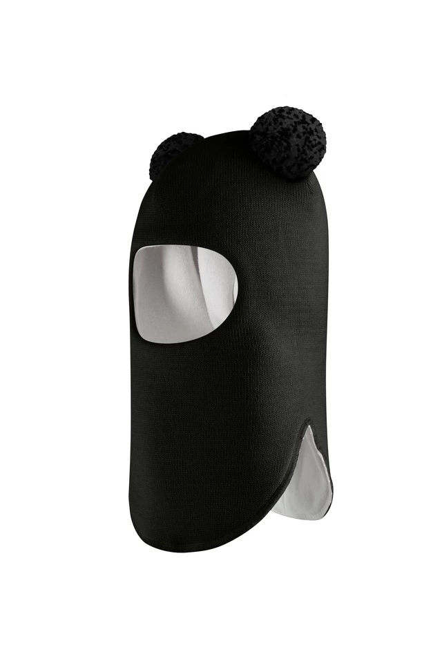 Зимова шапочка-шолом Corona.hm "Пандочка з чорними помпонами" чорний