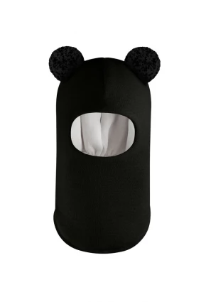 Зимова шапочка-шолом Corona.hm "Пандочка з чорними помпонами" чорний