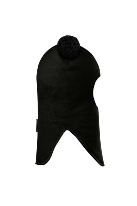 Зимова шапочка-шолом Corona.hm "Пандочка з чорними помпонами" чорний
