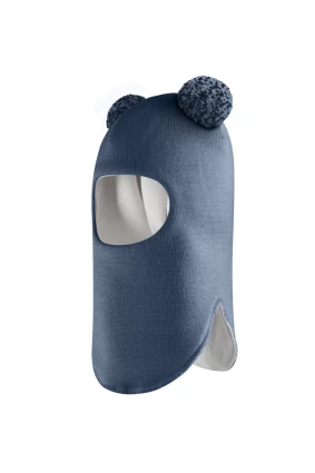 Зимняя шапочка шлем Corona.hm "Пандочка с помпонами МЕЛАНЖ" джинс