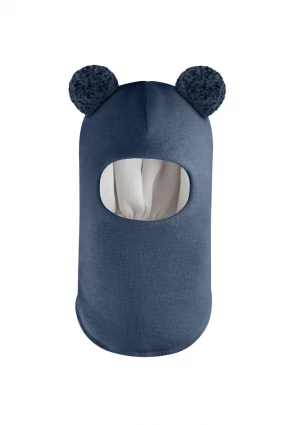 Зимова шапочка-шолом Corona.hm "Пандочка з помпонами МЕЛАНЖ" джинс