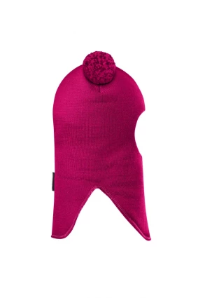 Зимова шапочка-шолом Corona.hm "Пандочка з помпонами МЕЛАНЖ" малина