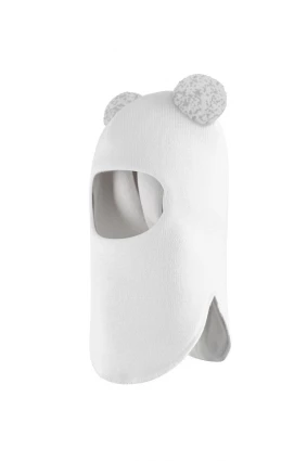 Зимова шапочка-шолом Corona.hm "Пандочка з помпонами МЕЛАНЖ" молоко