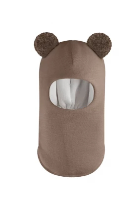 Зимова шапочка-шолом Corona.hm "Пандочка з помпонами МЕЛАНЖ" молочний шоколад