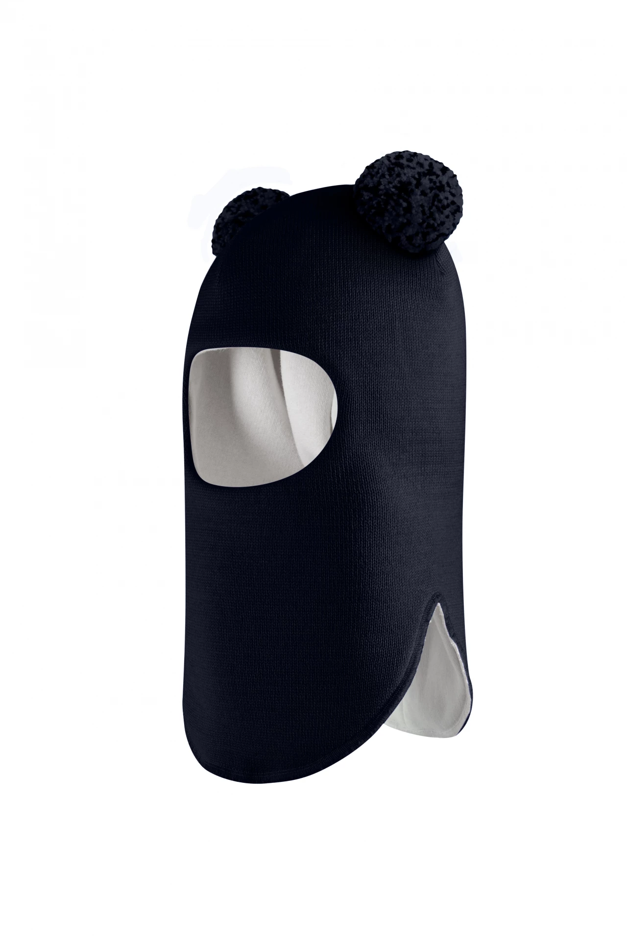 Зимова шапочка-шолом Corona.hm "Пандочка з помпонами МЕЛАНЖ" синій оксамит