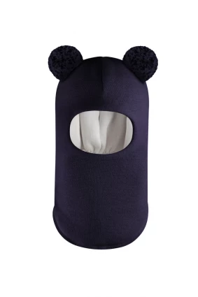 Зимова шапочка-шолом Corona.hm "Пандочка з помпонами МЕЛАНЖ" синій