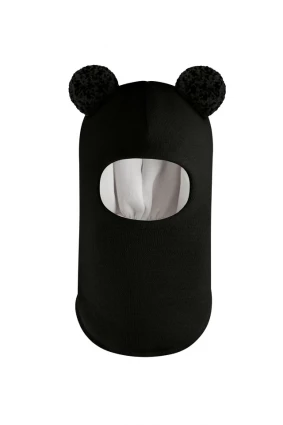 Зимова шапочка-шолом Corona.hm "Пандочка з помпонами МЕЛАНЖ" чорний