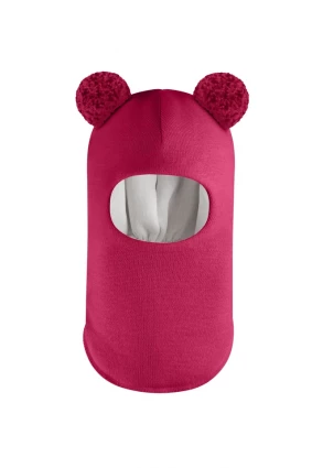 Зимова шапочка-шолом Corona.hm "Пандочка з помпонами МЕЛАНЖ" ягідний