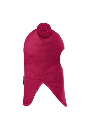 Зимова шапочка-шолом Corona.hm "Пандочка з помпонами МЕЛАНЖ" ягідний