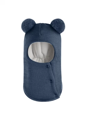 Зимова шапочка-шолом Corona.hm "Пандочка"  із кнопками  джинс