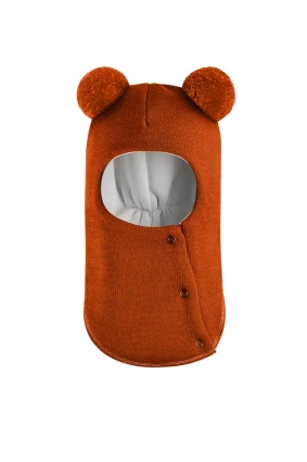 Зимова шапочка-шолом Corona.hm "Пандочка"  із кнопками  помаранчевий
