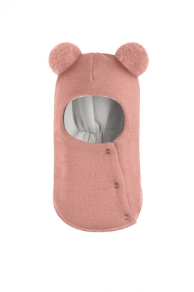 Зимова шапочка-шолом Corona.hm "Пандочка"  із кнопками  пудра