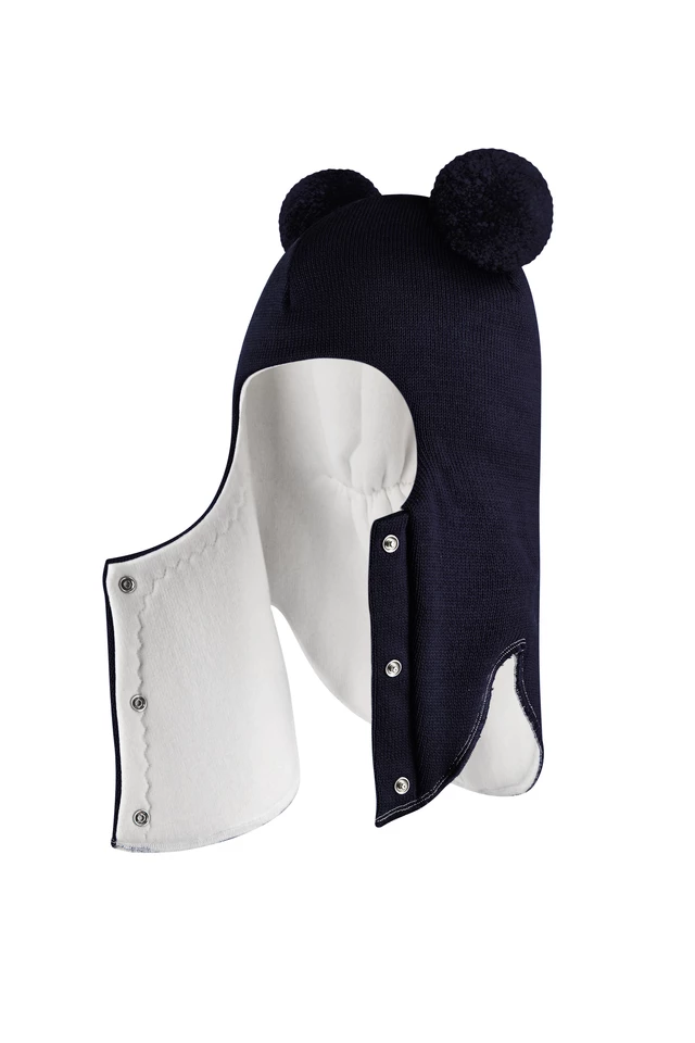 Зимова шапочка-шолом Corona.hm "Пандочка"  із кнопками  синій