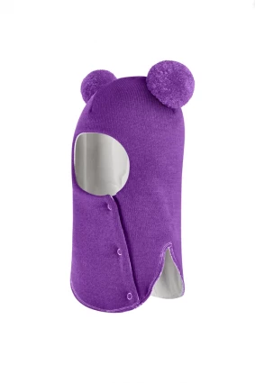 Зимова шапочка-шолом Corona.hm "Пандочка"  із кнопками  фіалка