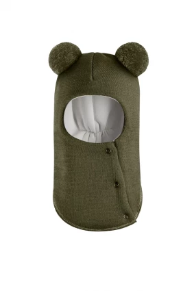 Зимова шапочка-шолом Corona.hm "Пандочка"  із кнопками  хакі