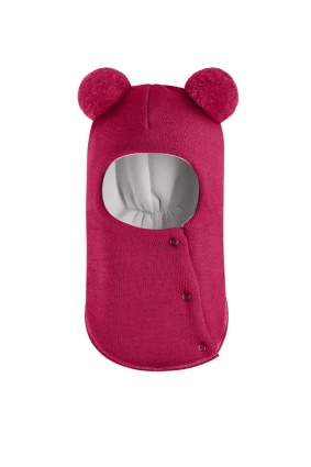 Зимова шапочка-шолом Corona.hm "Пандочка"  із кнопками  ягідний