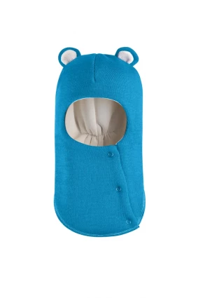 Зимова шапочка-шолом Corona.hm "Міс Ведмедиця" з кнопочками бірюза