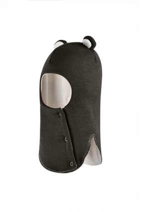 Зимова шапочка-шолом Corona.hm "Міс Ведмедиця" з кнопочками графіт