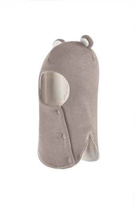 Зимняя шапочка-шлем Corona.hm "Мисс Мишутка" на кнопочках капучино