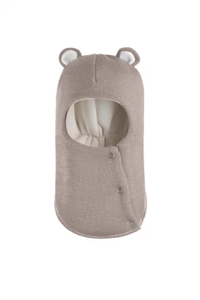 Зимняя шапочка-шлем Corona.hm "Мисс Мишутка" на кнопочках капучино