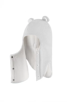 Зимова шапочка-шолом Corona.hm "Міс Ведмедиця" з кнопочками молоко