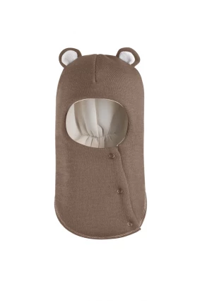 Зимова шапочка-шолом Corona.hm "Міс Ведмедиця" з кнопочками молочний шоколад