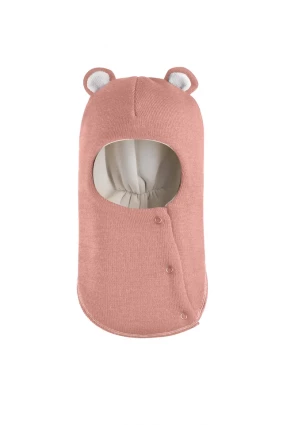 Зимова шапочка-шолом Corona.hm "Міс Ведмедиця" з кнопочками пудра