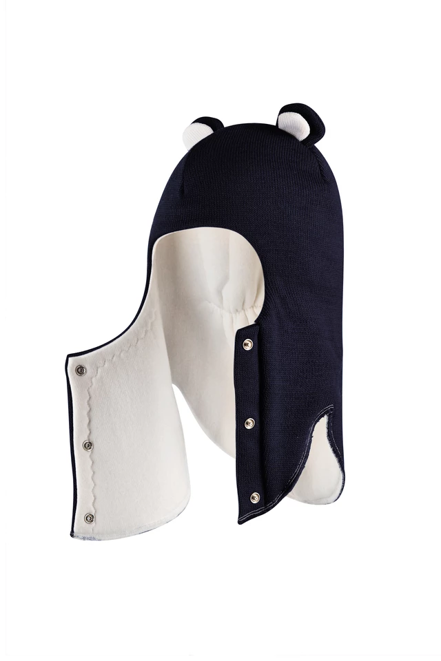 Зимова шапочка-шолом Corona.hm "Міс Ведмедиця" з кнопочками синій