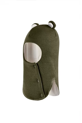 Зимова шапочка-шолом Corona.hm "Міс Ведмедиця" з кнопочками хакі