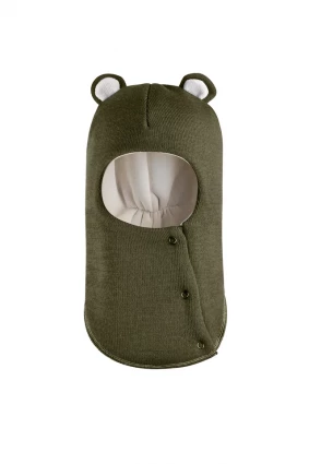 Зимова шапочка-шолом Corona.hm "Міс Ведмедиця" з кнопочками хакі