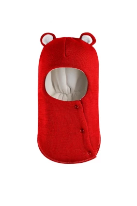 Зимова шапочка-шолом Corona.hm "Міс Ведмедиця" з кнопочками червоний